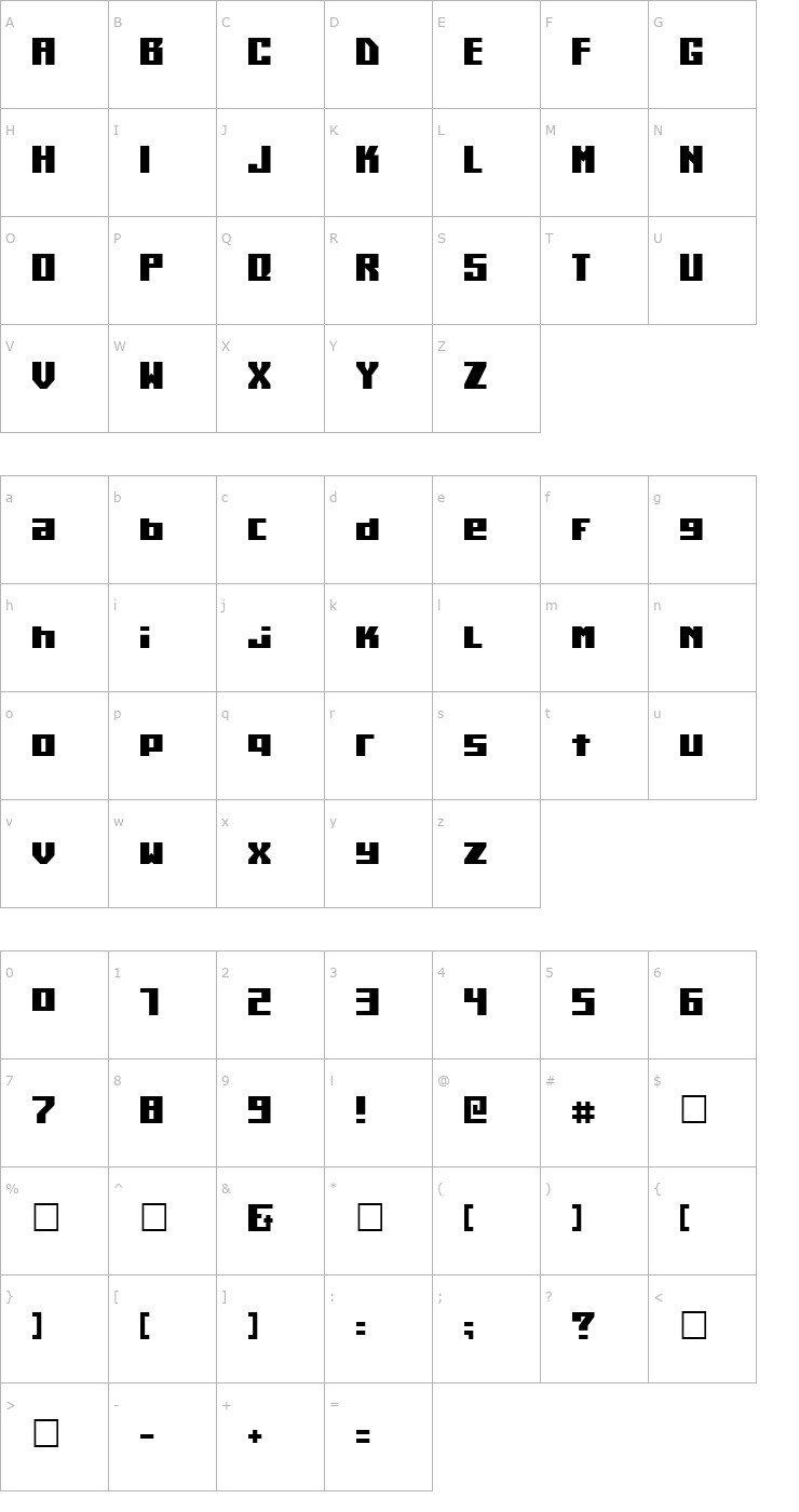 Character Map Kiloton Condensed Font