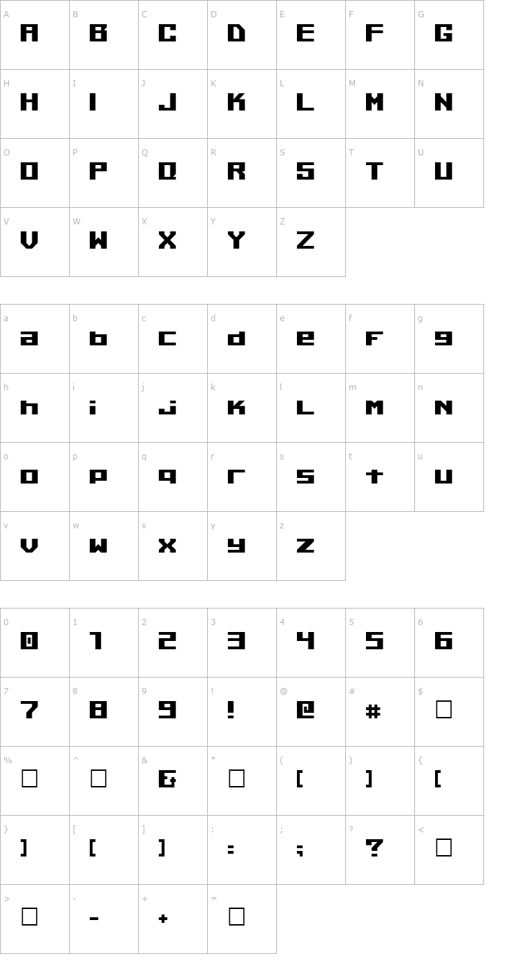 Character Map Kiloton v1.0 Font