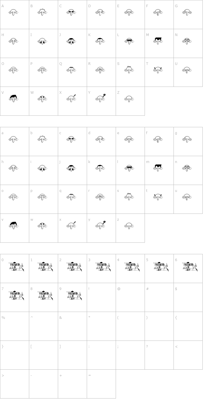Character Map Kilroy Was Here JL Font