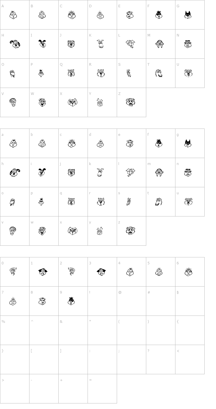 Character Map Kims Toons Font