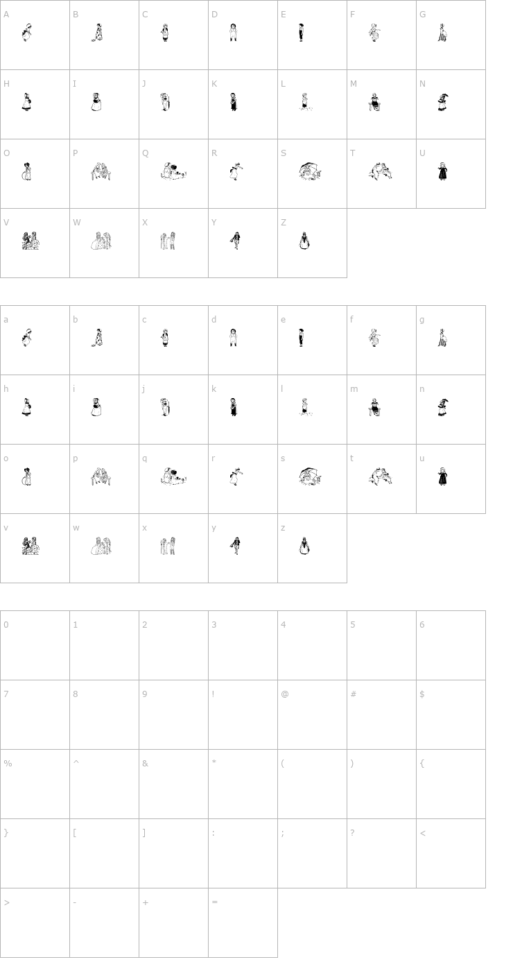 Character Map Kinder-Vignetten Font