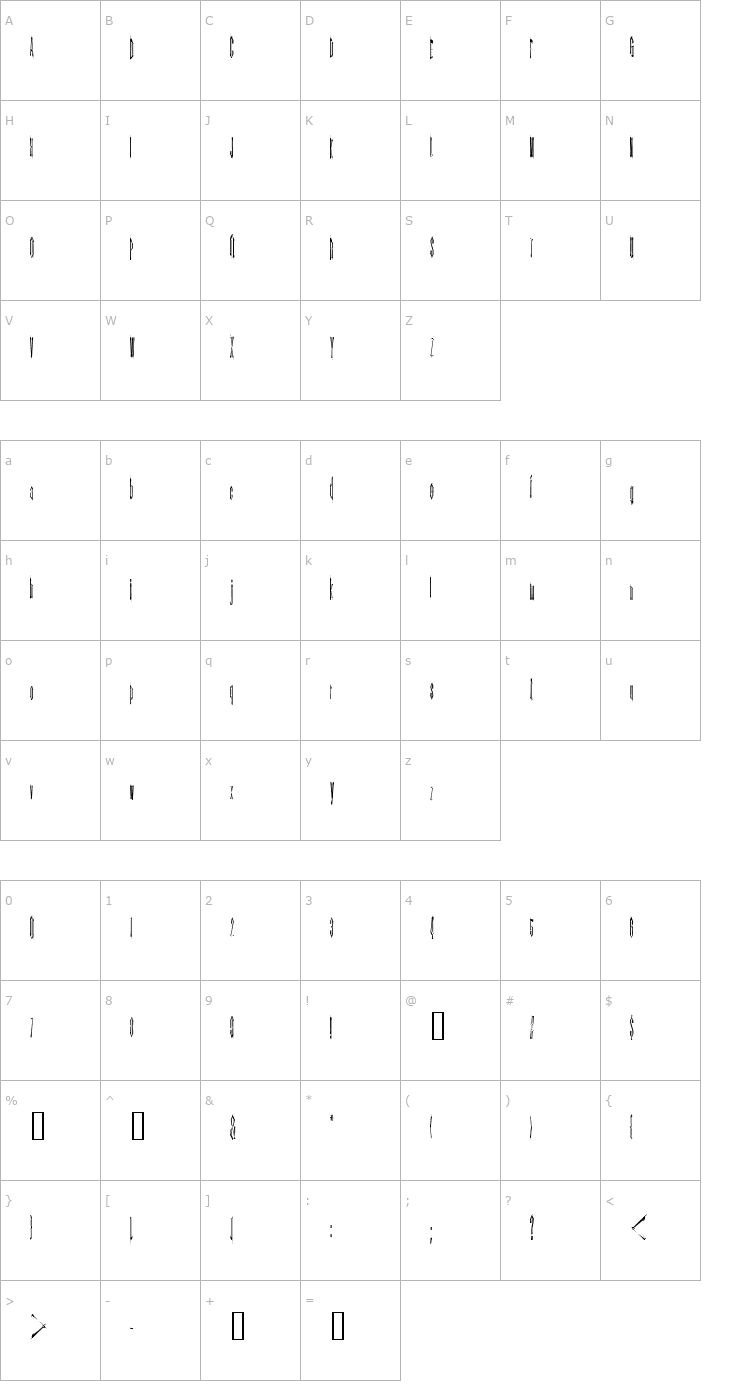 Character Map Kinderfeld Font