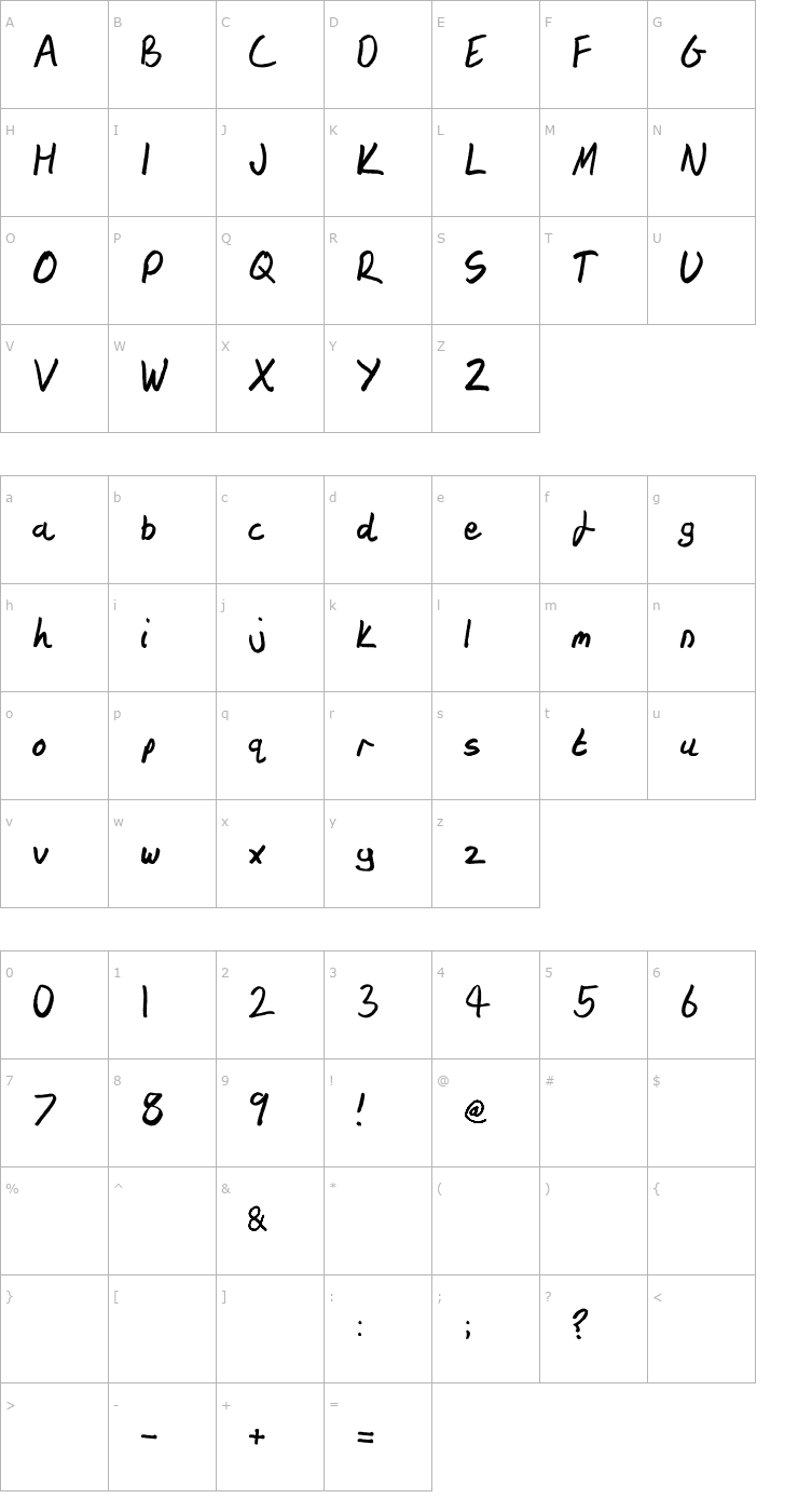 Character Map Kindy Font