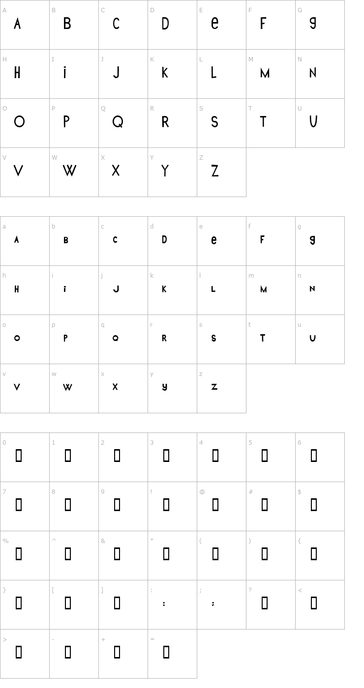 Character Map King Anakin 2 Font