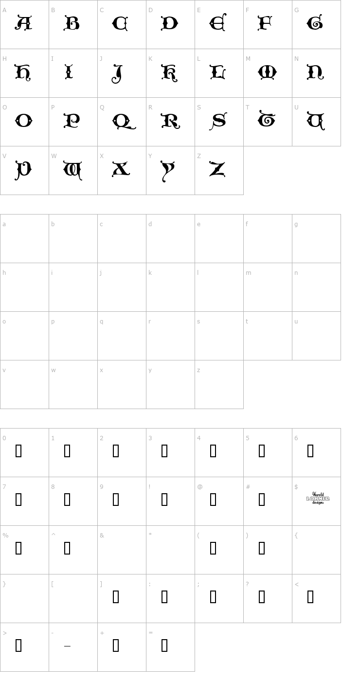 Character Map King Xmas Font