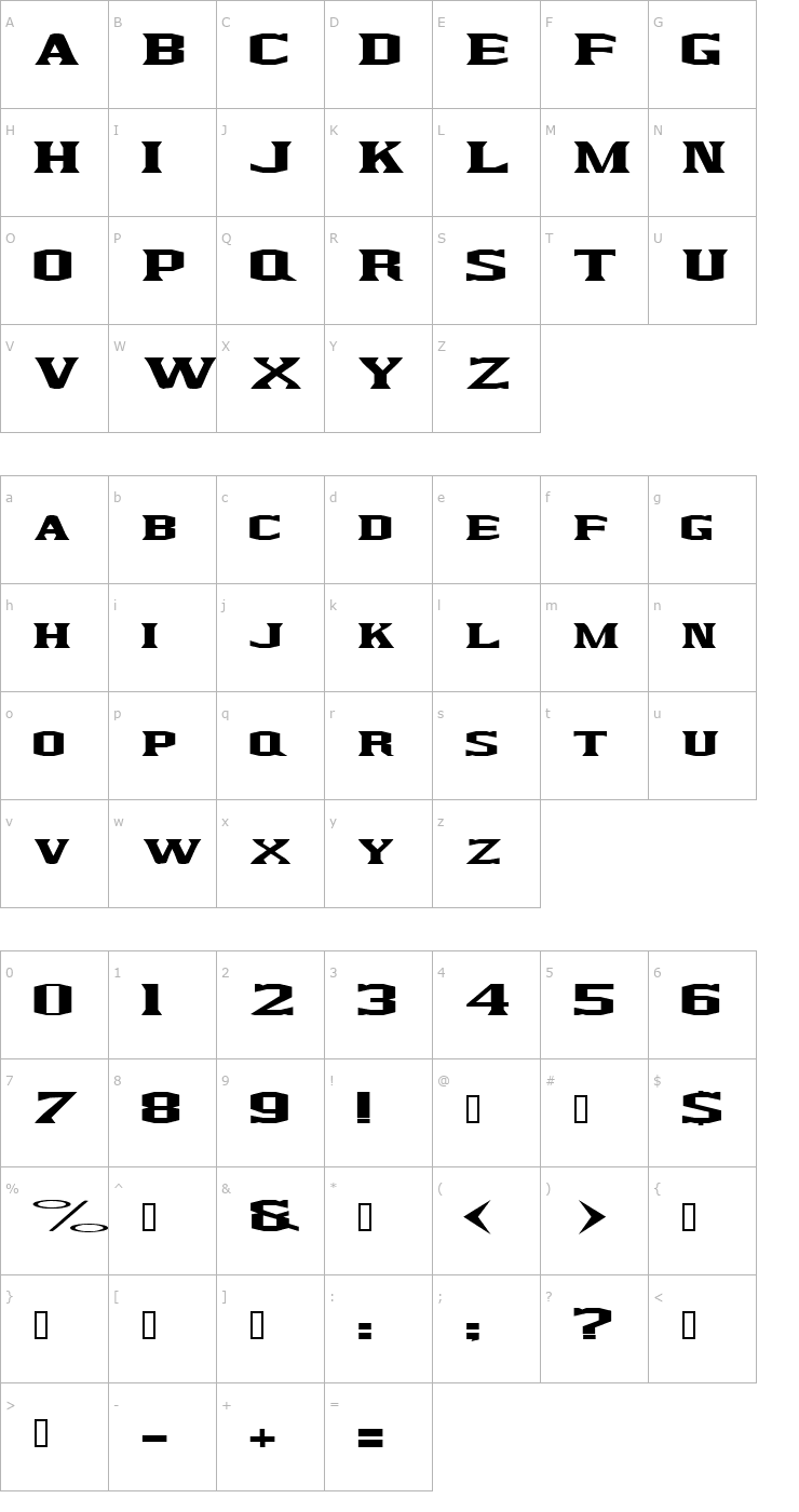 Character Map KingfreshCondensed Font