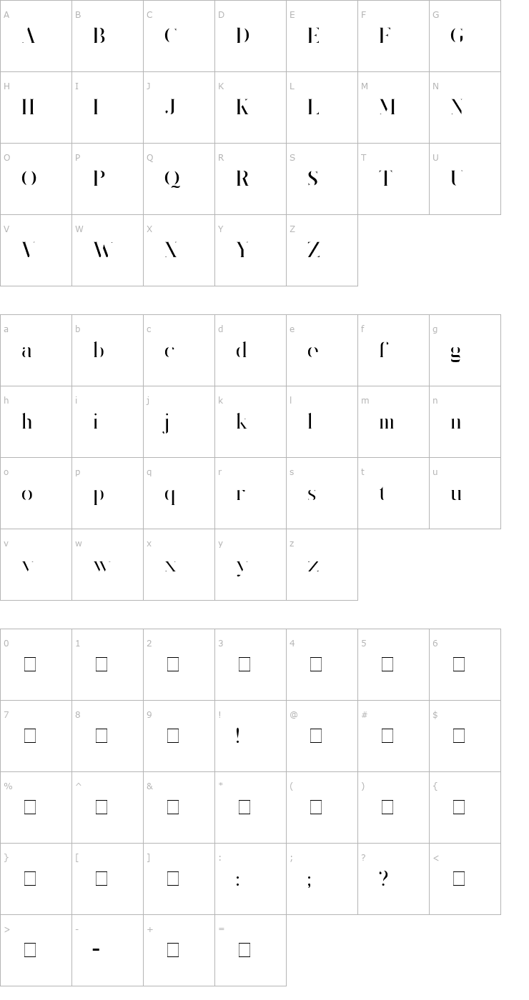 Character Map King's Gambit Font
