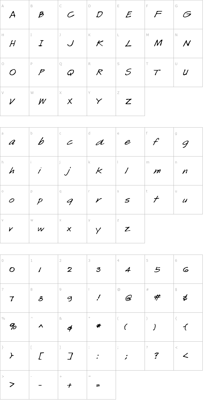 Character Map KingsHand Regular Font