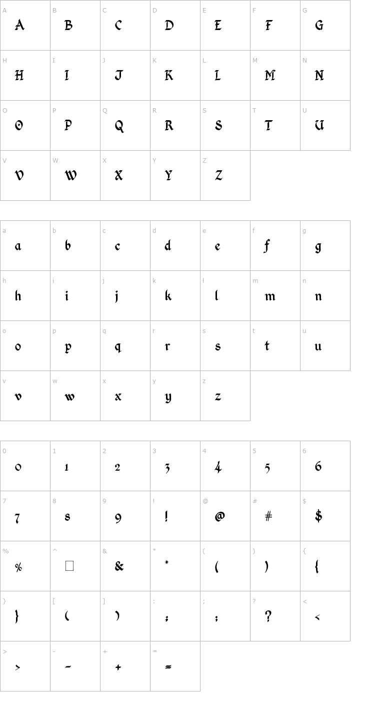 Character Map Kingthings Calligraphica Font