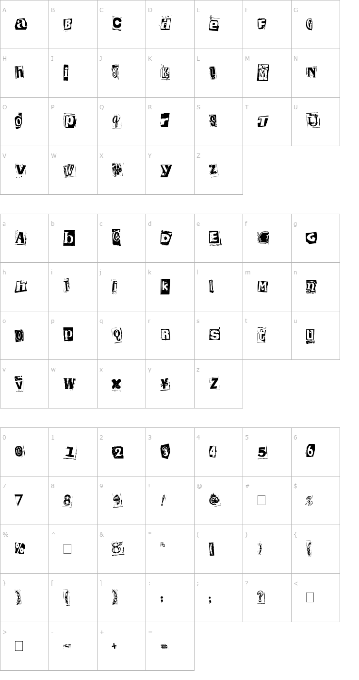 Character Map Kingthings Extortion Font
