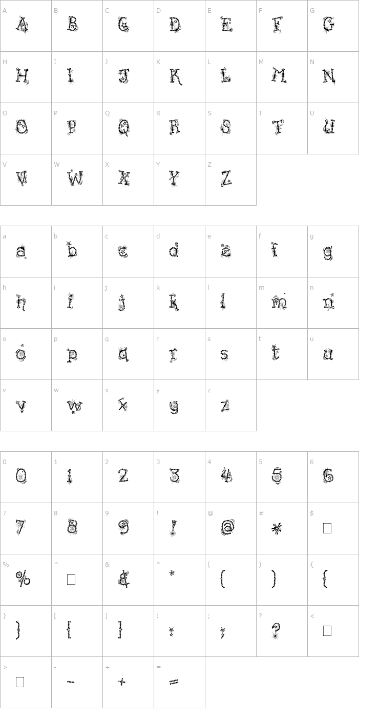 Character Map Kingthings Flashbang Font