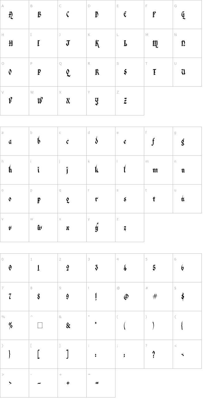 Character Map Kingthings Italique Font