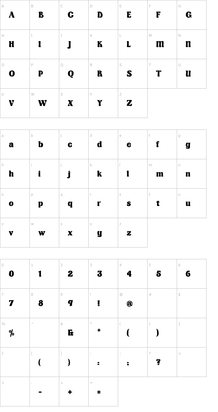 Character Map Kingthings Organica Font