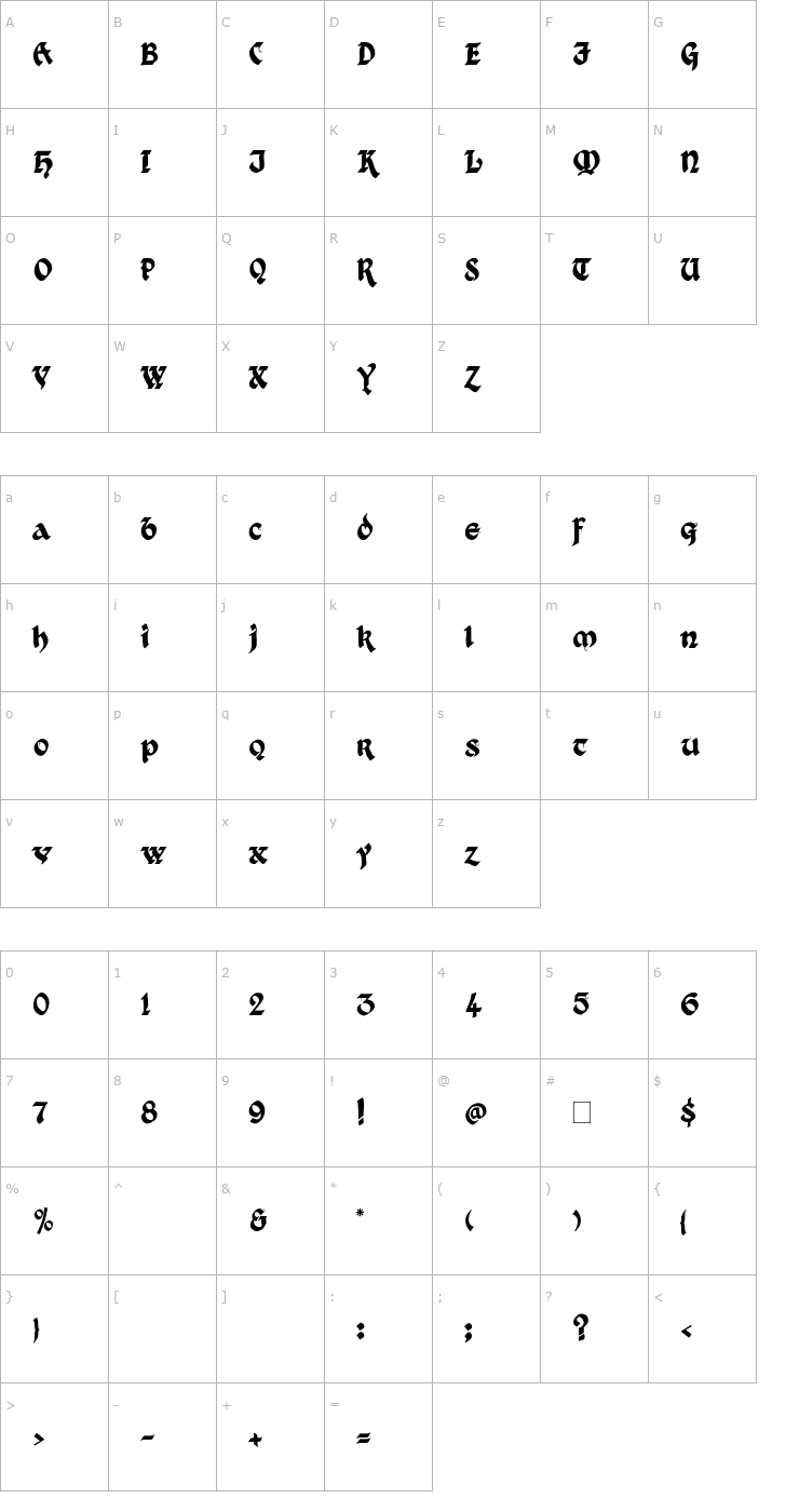 Character Map Kingthings Xander Font