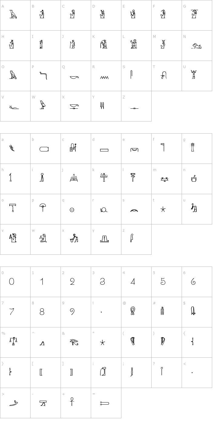 Character Map KingTut Regular Font