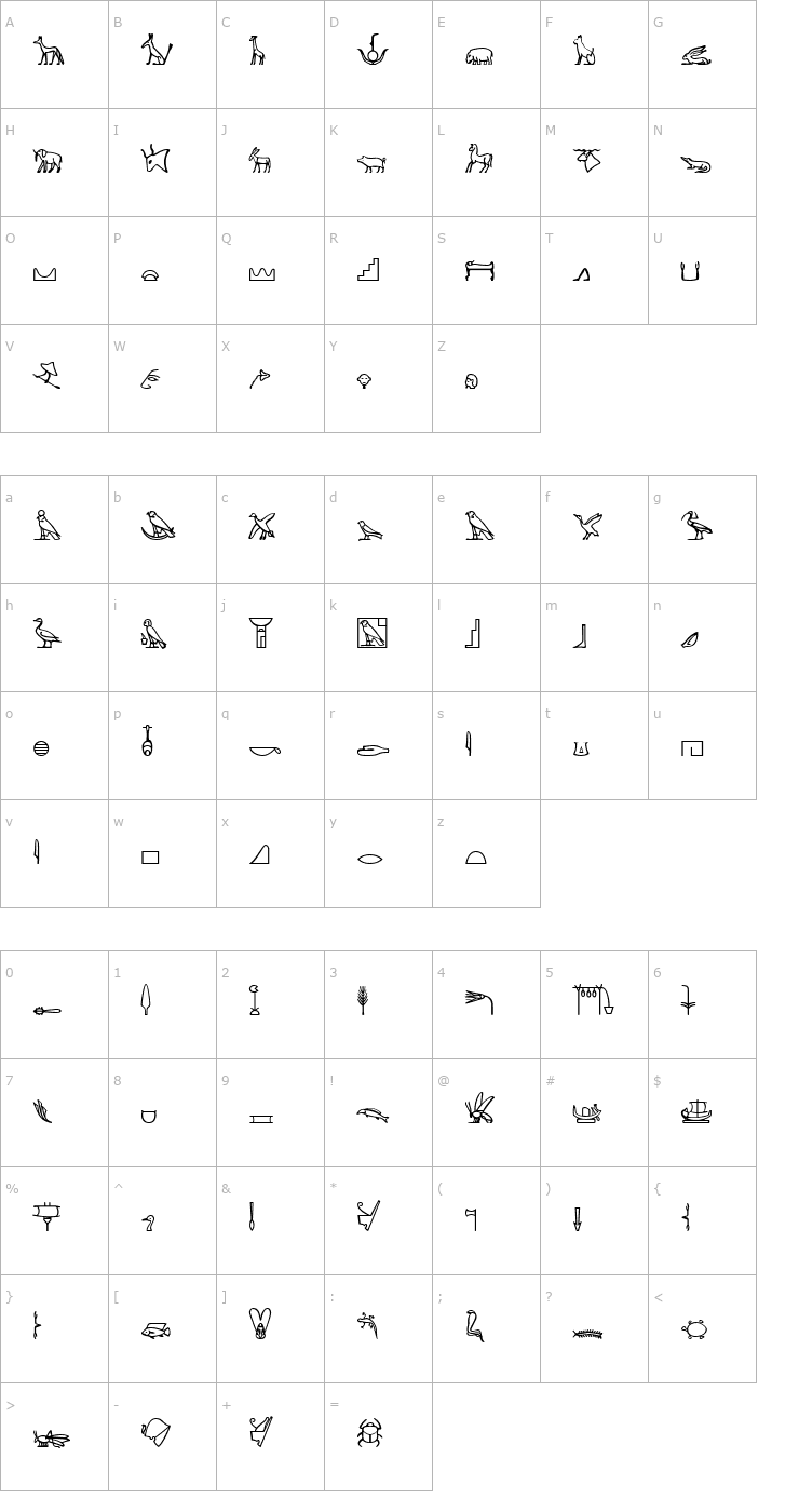 Character Map KingTut2 Font