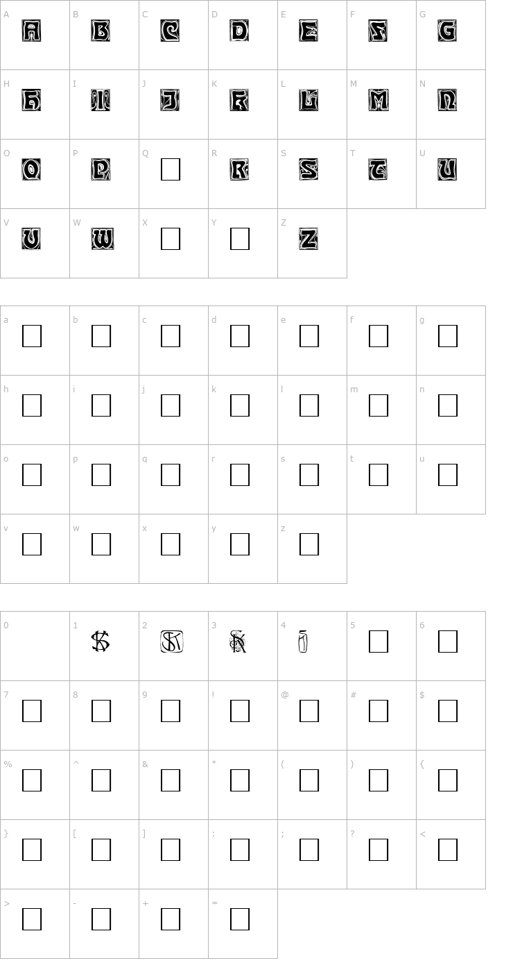 Character Map KinigKap Font