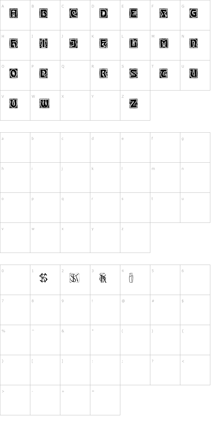 Character Map KinigsteinKaps Font