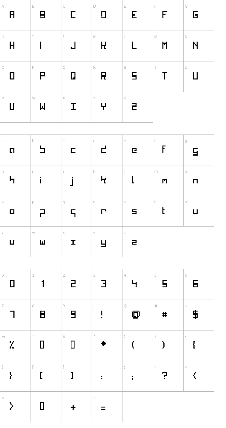 Character Map Kinkub flat Font