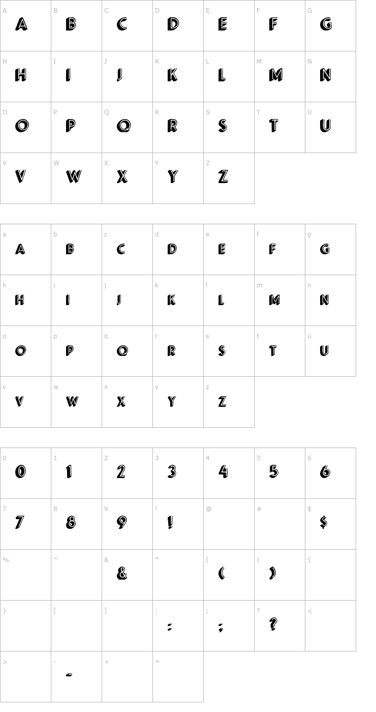 Character Map KiraShadow Font