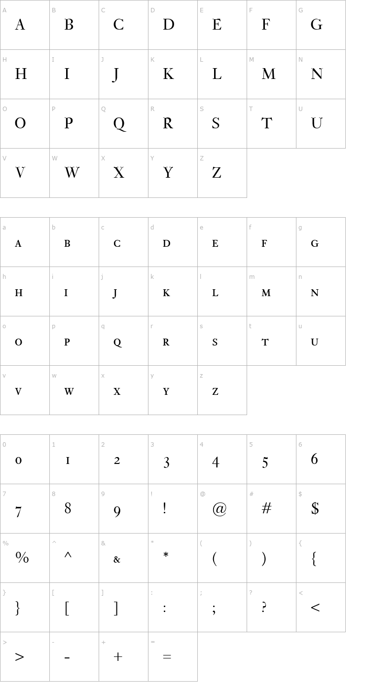 Character Map Kis Classico SC Font