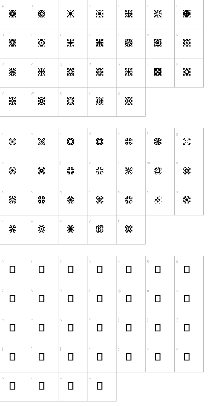 Character Map kitchen tile Font