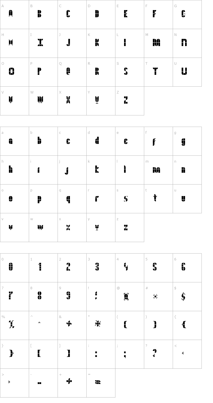 Character Map Kitchen Tiles Font