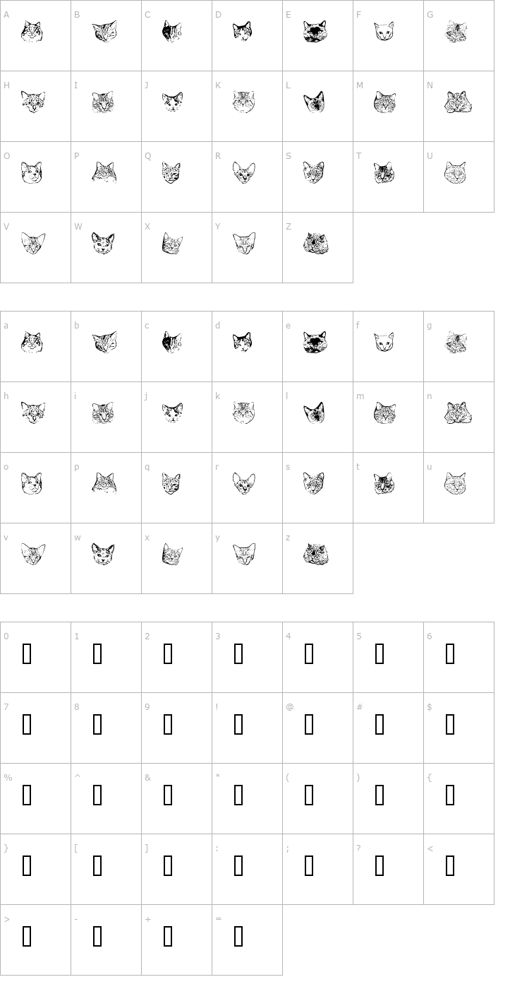 Character Map KittyPrint Font