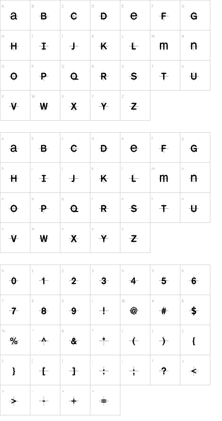 Character Map KL1MonoCase Font