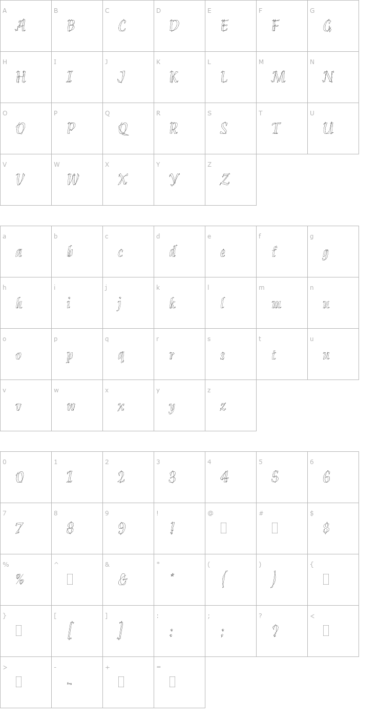 Character Map KleePlain Font