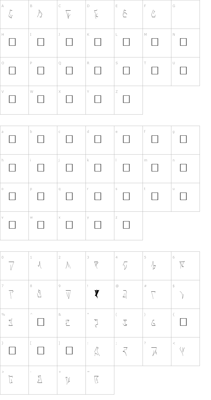Character Map Klingo Font