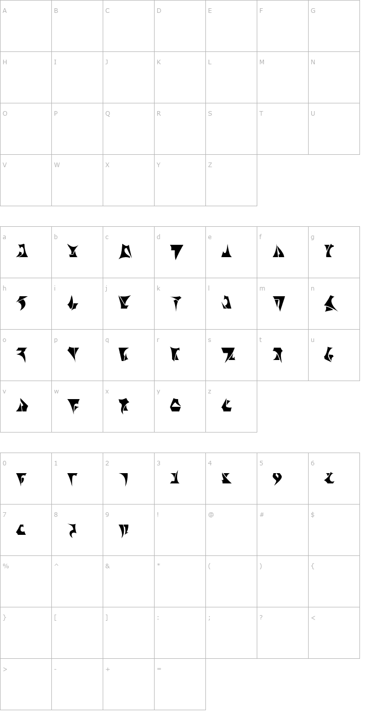 Character Map Klinzhai Font
