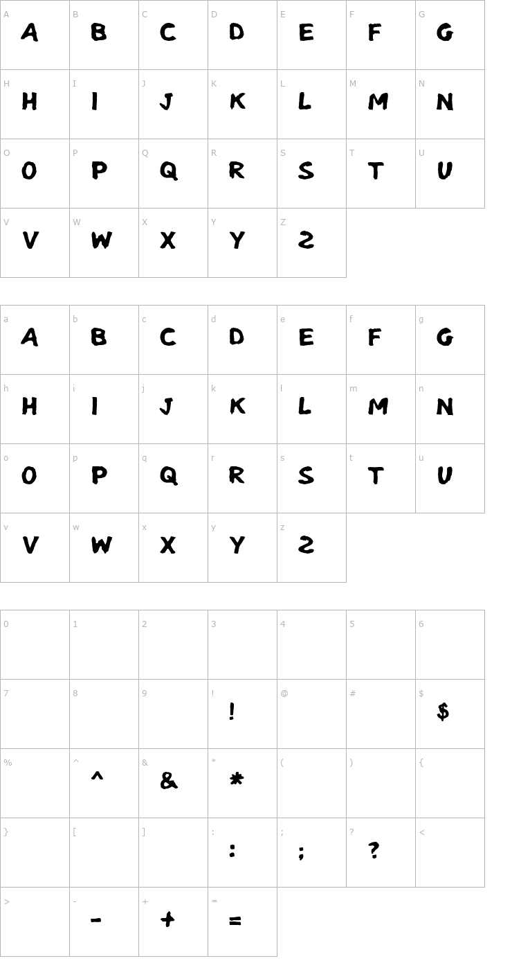 Character Map Klonk Font