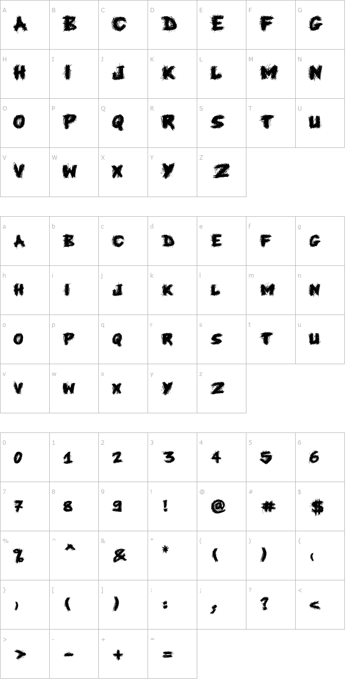 Character Map Knife Fight Font