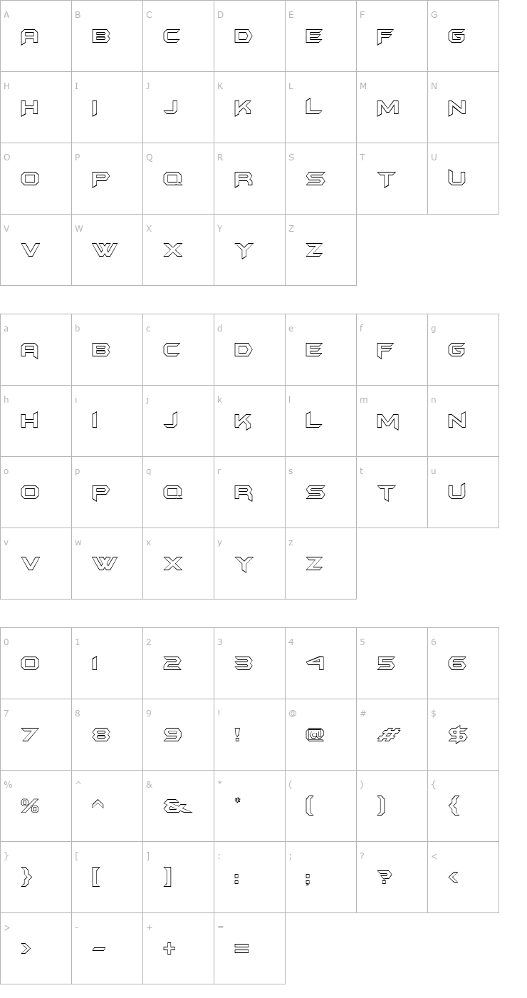 Character Map KnightAlternateOutline Font