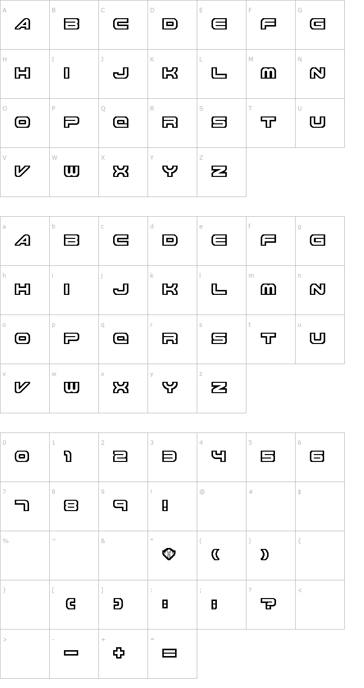 Character Map Knighthawks Font