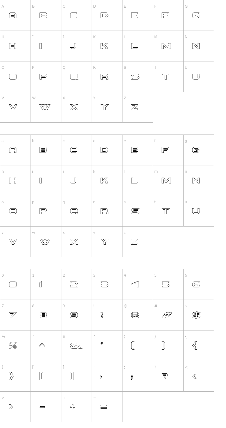 Character Map KnightOutline Font