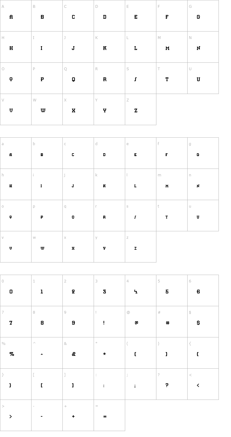 Character Map Knomen Condensed Font