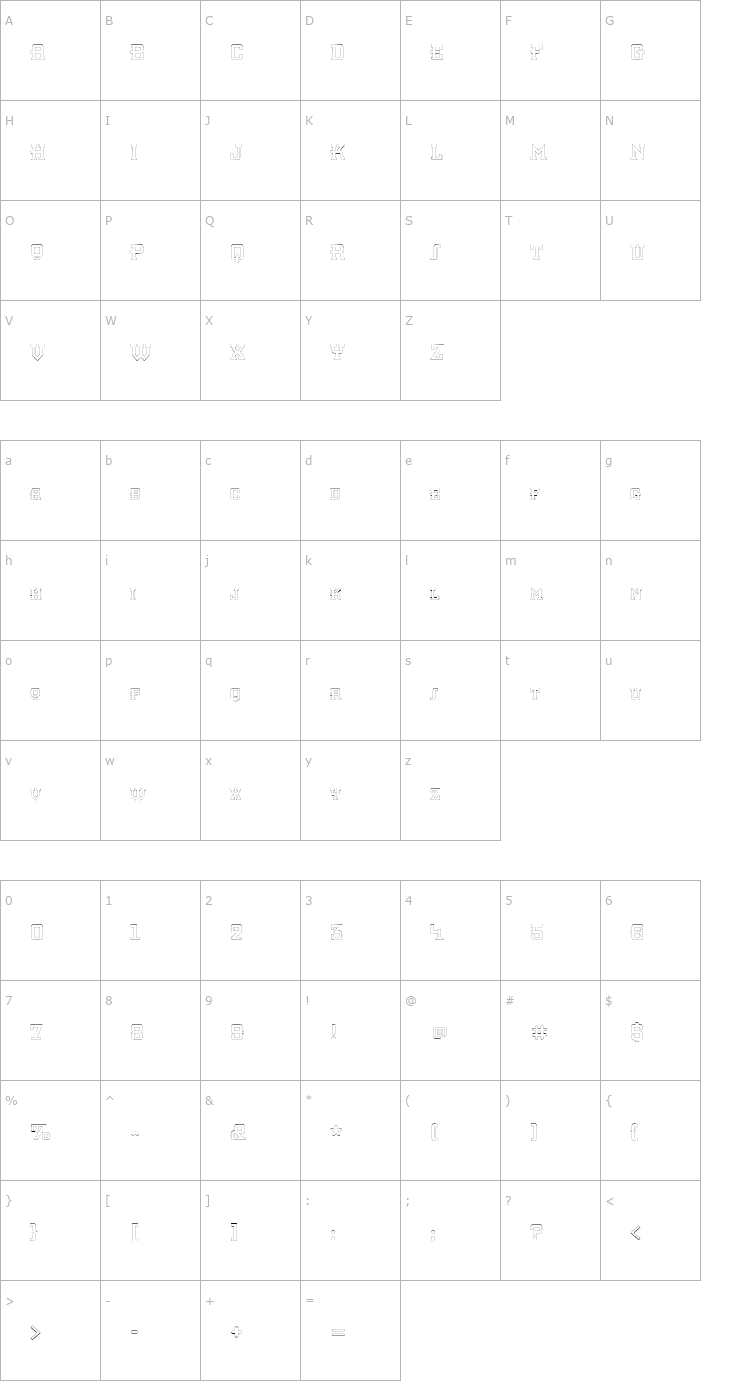 Character Map KnomenOutline Font