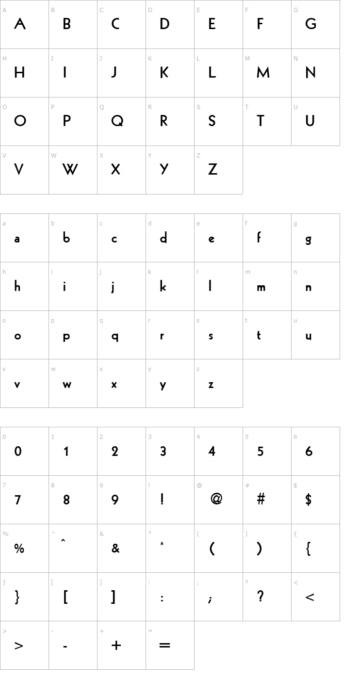 Character Map KochOriginal-Bold Font