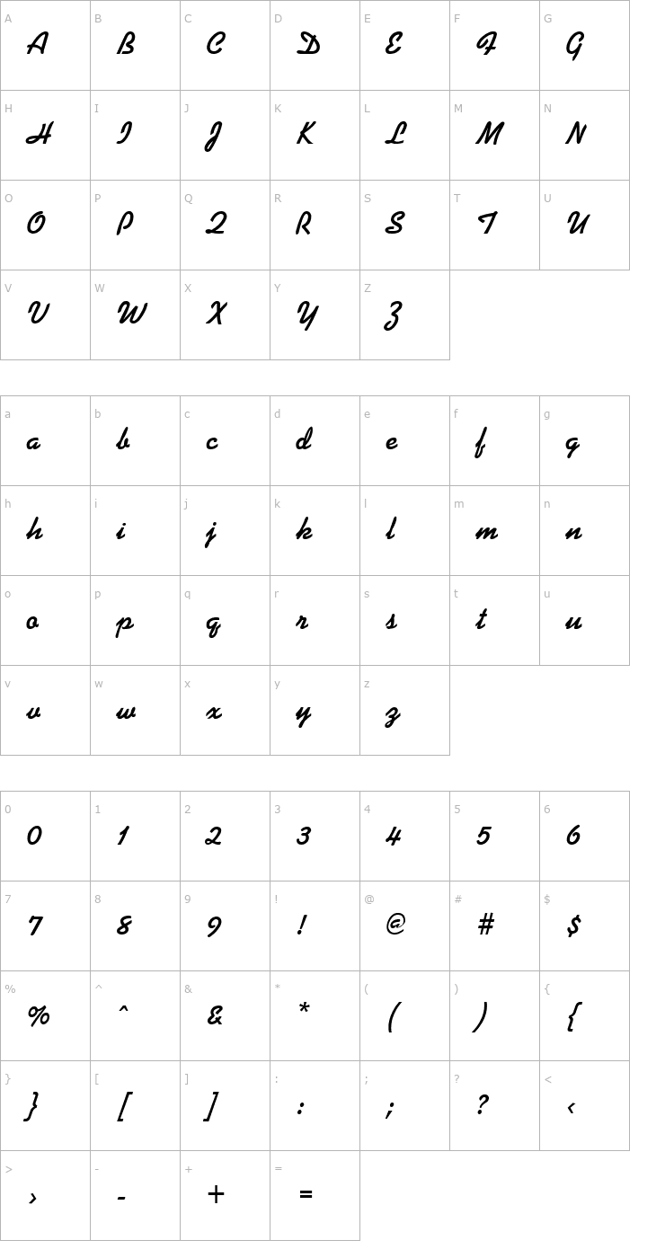 Character Map Koffee Bold Font