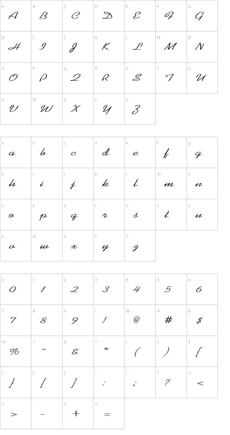 Character Map KoffeeWide Font