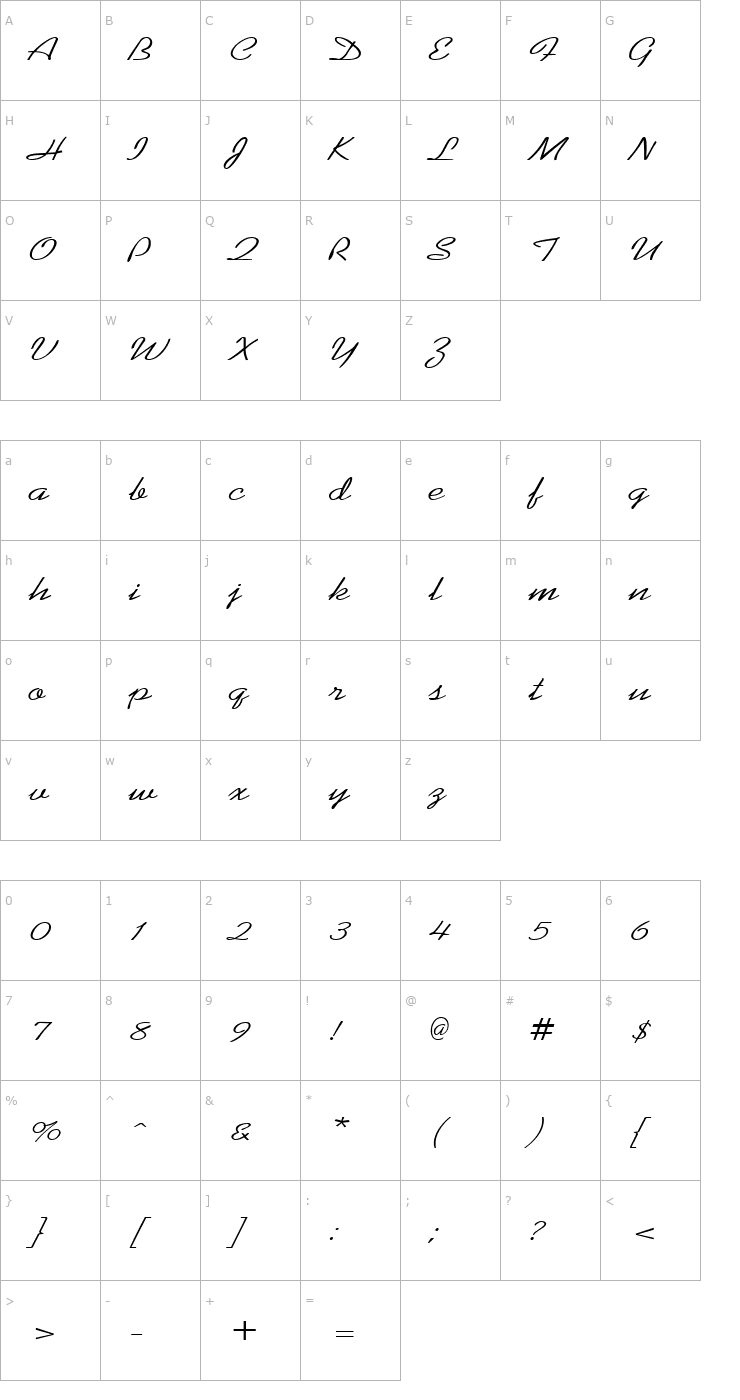 Character Map KoffeeWide Regular Font