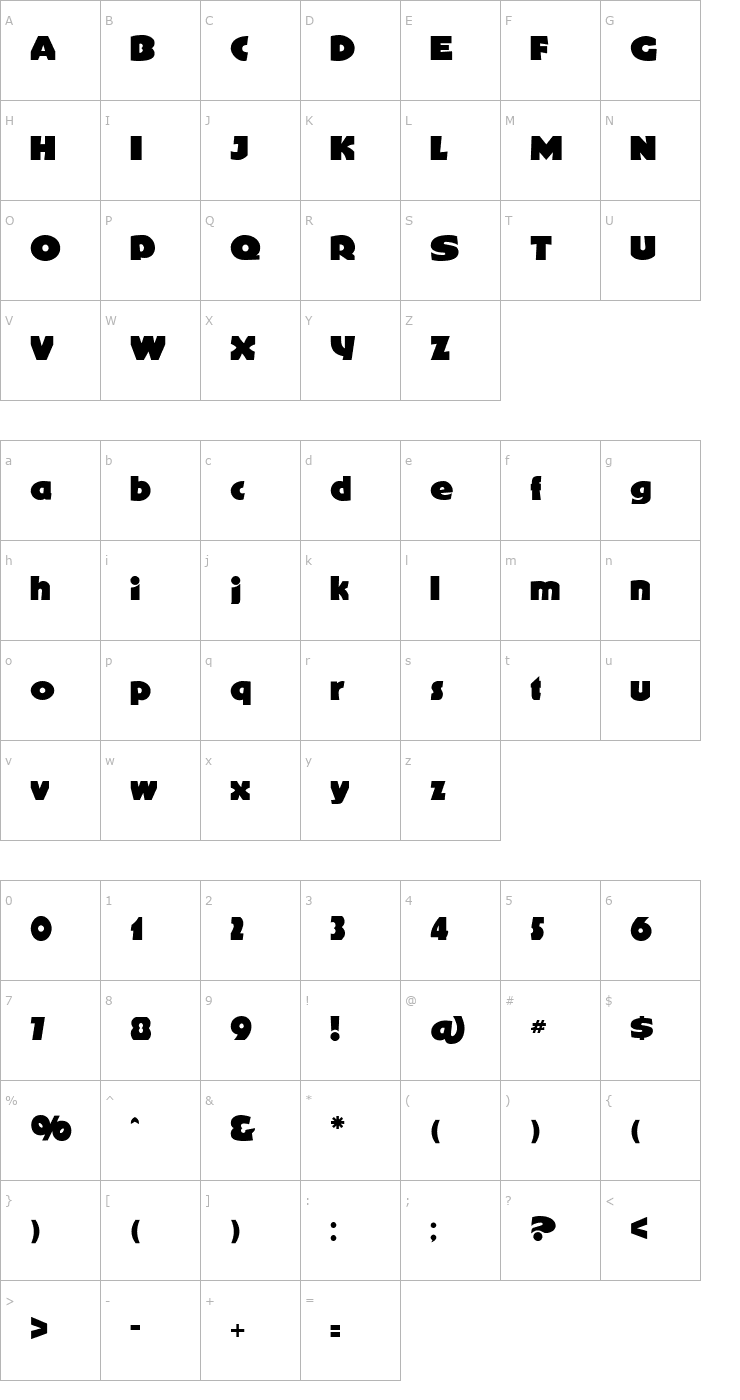 Character Map Kofi Font