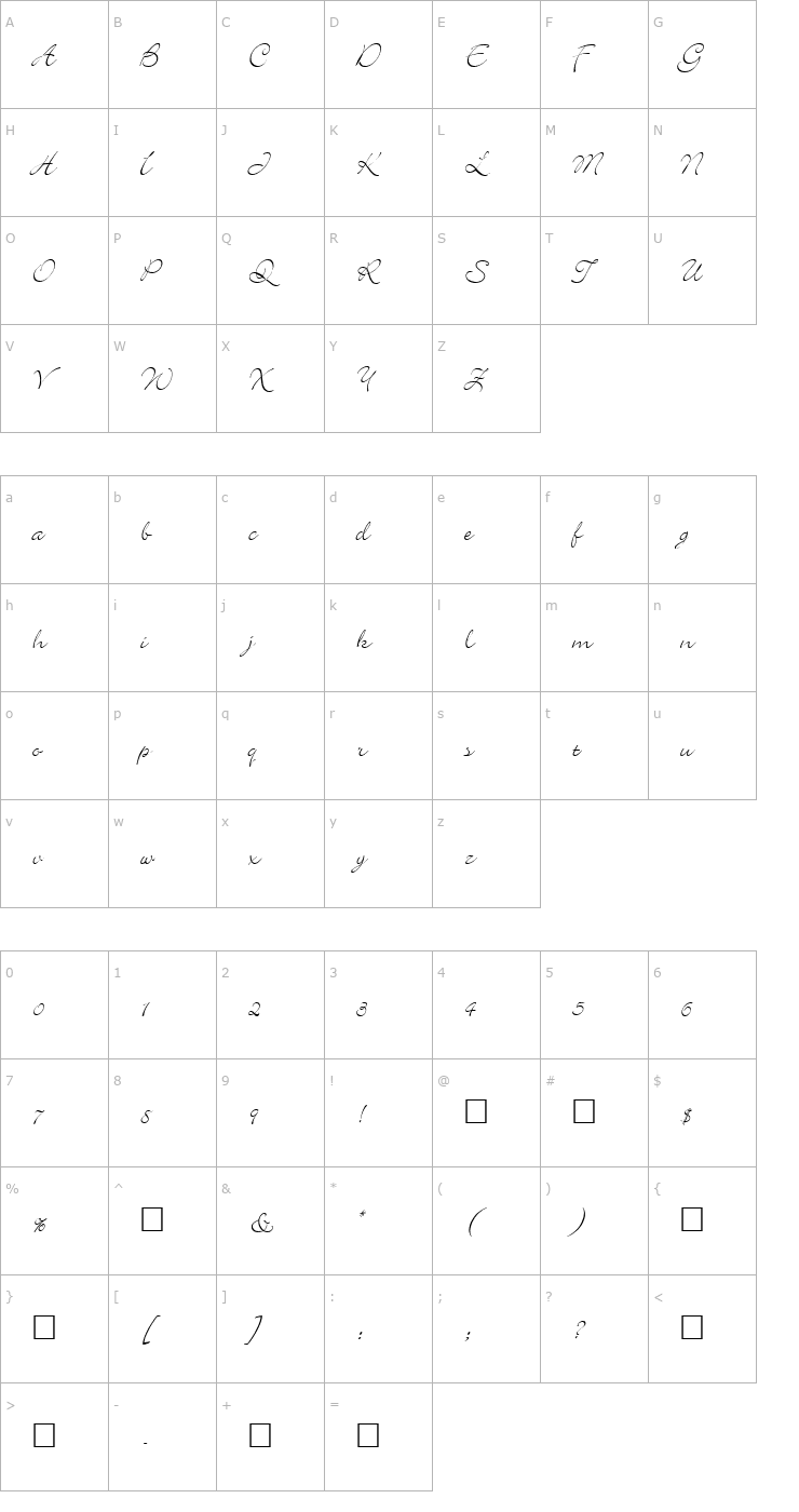 Character Map Kolibri Font