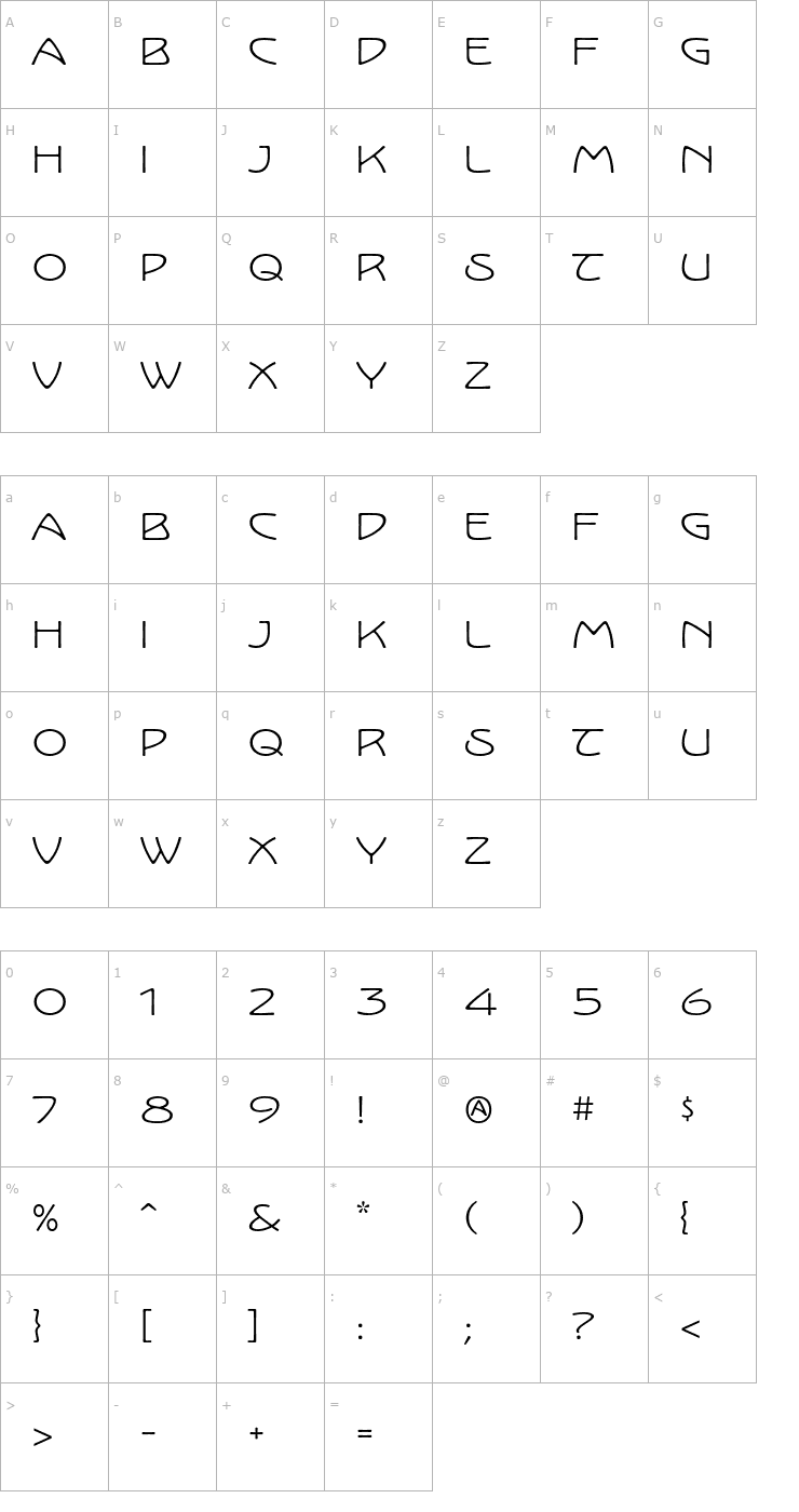 Character Map KoloLPStd-Wide Font