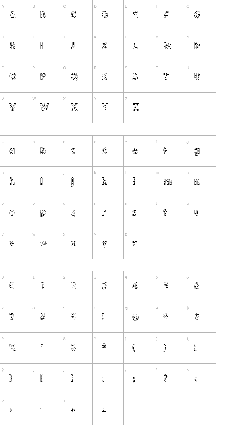 Character Map KolSpotted Font