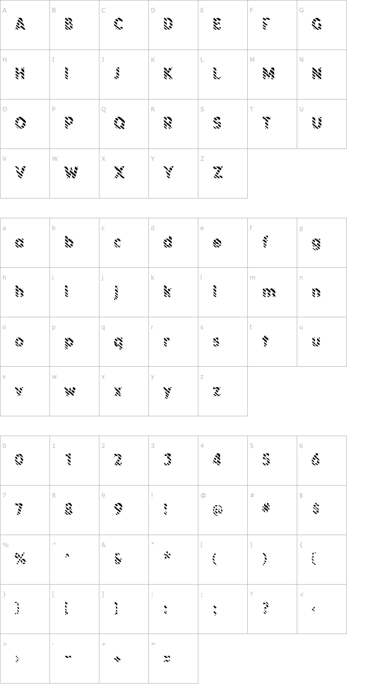 Character Map KolStriped Font