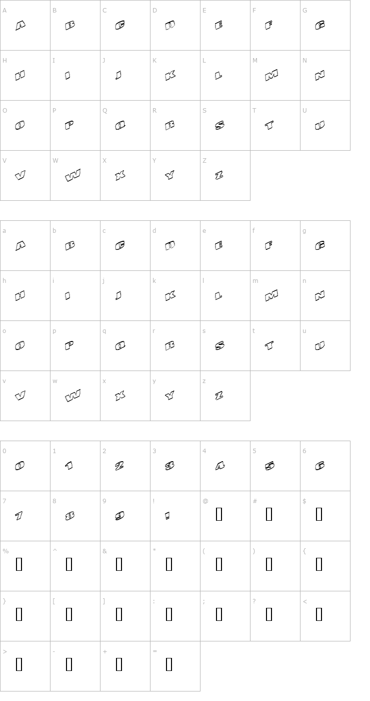 Character Map KometenMelodie1 Font