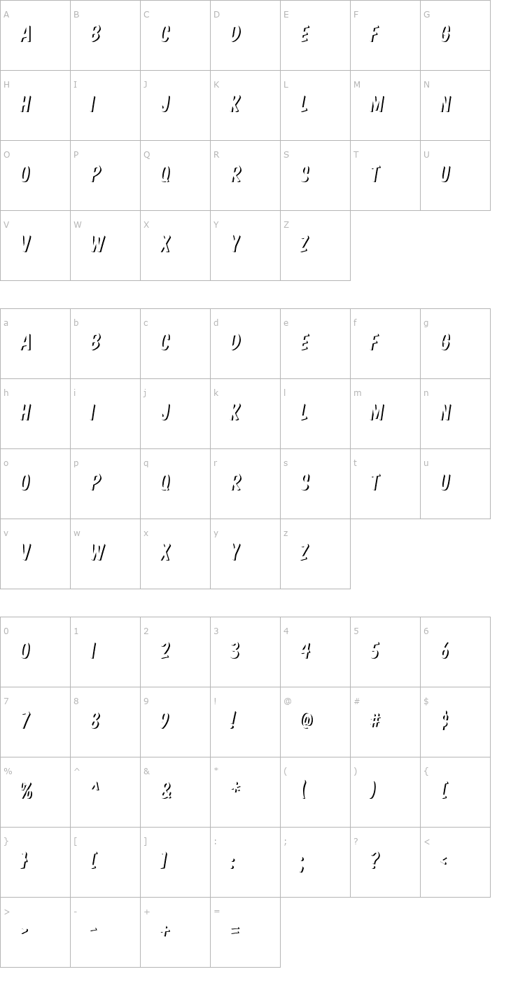 Character Map Komika Boss Font